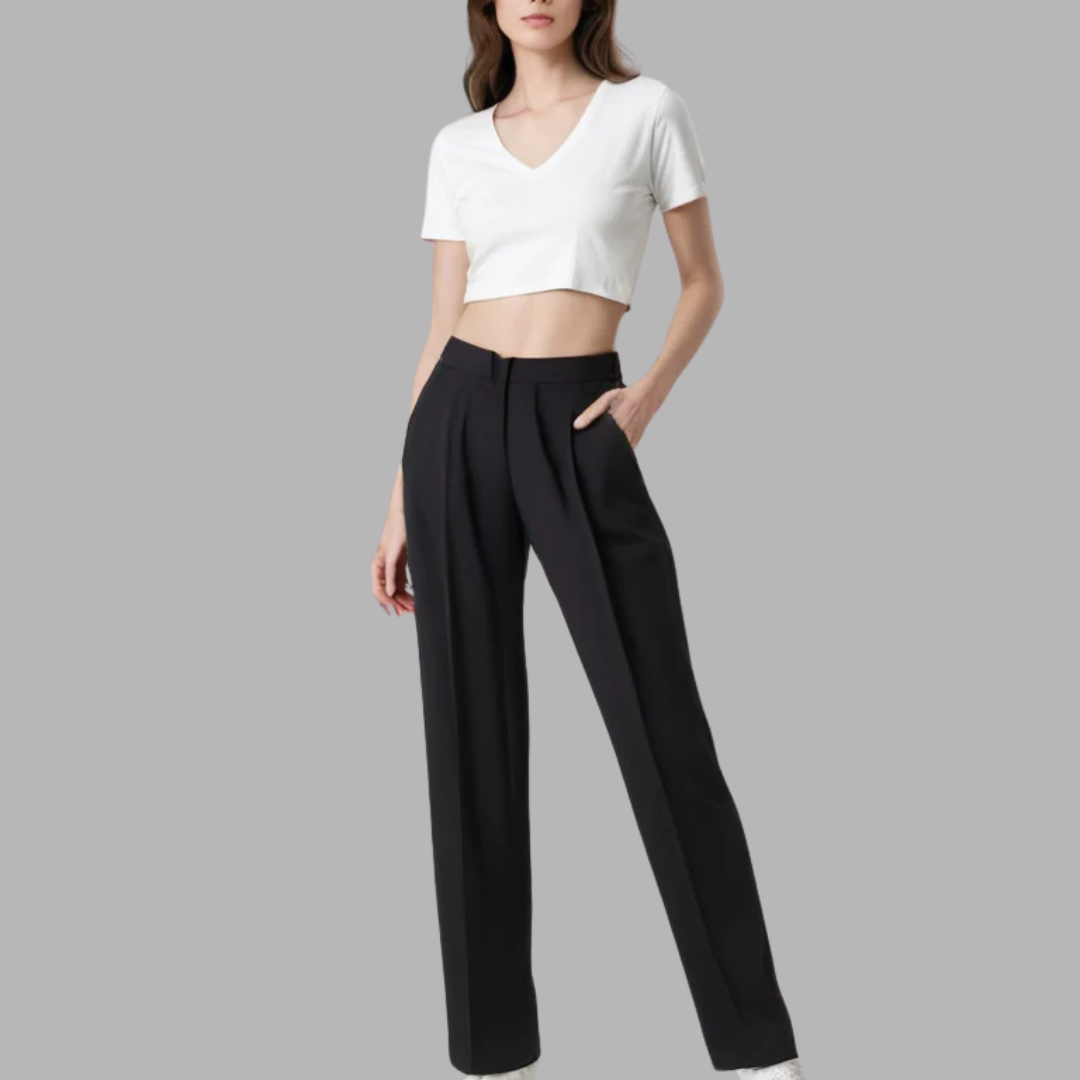 Solveig | Tidløse Schwarze Hose mit weitem Bein