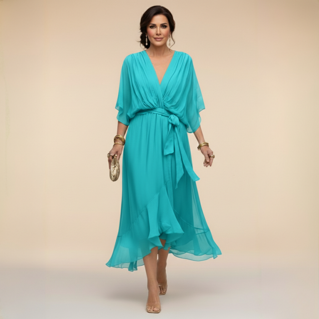 Monica | Chiffonkleid mit V-Ausschnitt