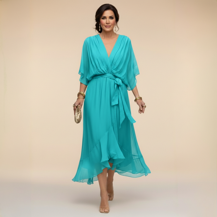 Monica | Chiffonkleid mit V-Ausschnitt