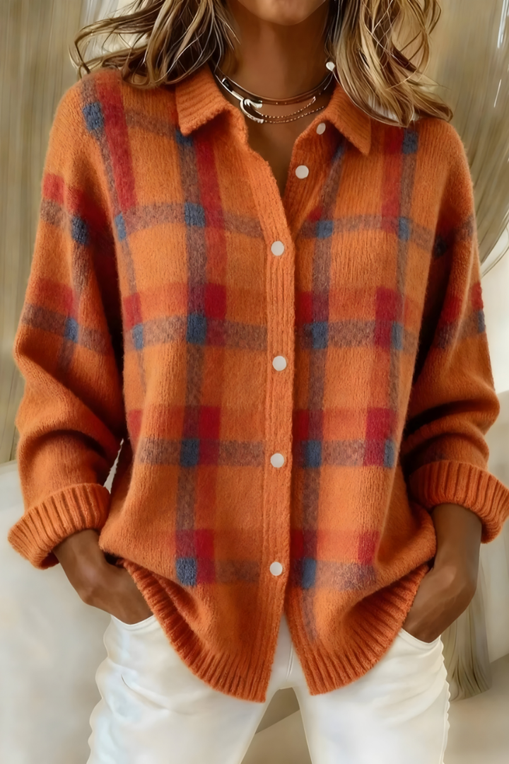 Anna | Weiche Strickjacke mit Karomuster