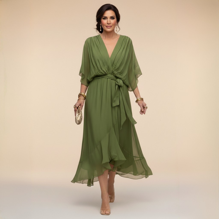Monica | Chiffonkleid mit V-Ausschnitt