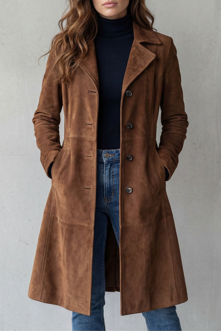 Danya | Vintage-Wildleder-Finish – Langer Mantel