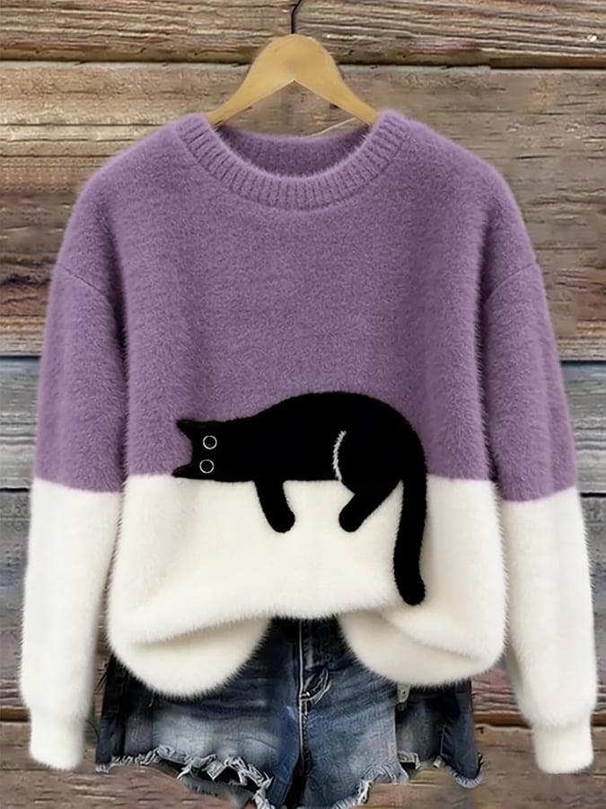 Luna | Damenpullover mit Katzenmotiv