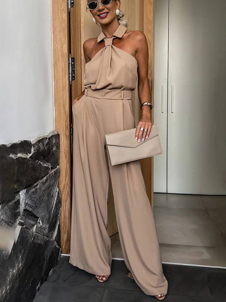 Amelie | weite Hosen mit ausgestelltem Bein, Hemdkragen, Ausschnitte, Taschen, ärmellos, Damen, lässig, casual