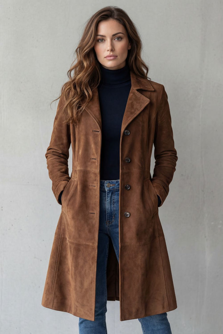 Danya | Vintage-Wildleder-Finish – Langer Mantel