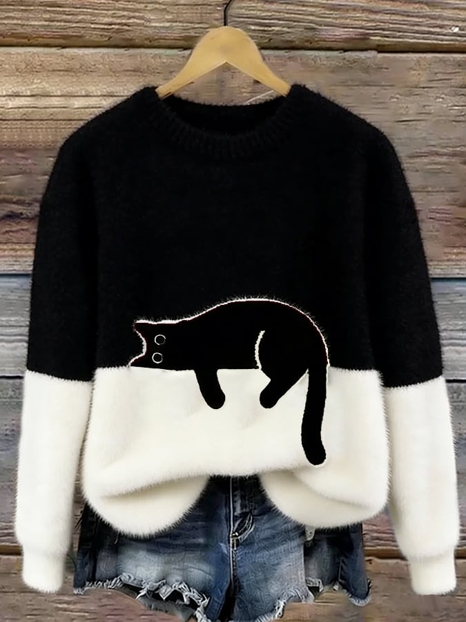 Luna | Damenpullover mit Katzenmotiv