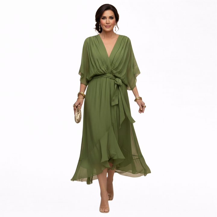 Monica | Chiffonkleid mit V-Ausschnitt