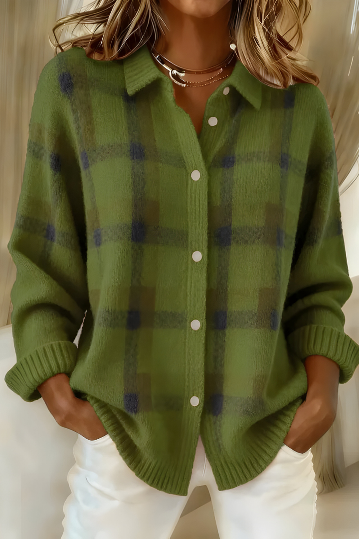 Anna | Weiche Strickjacke mit Karomuster