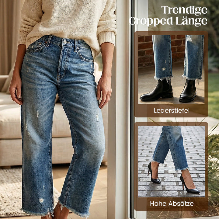 Helga | Retro-Jeans für Damen mit geradem Bein und verkürztem Schnitt