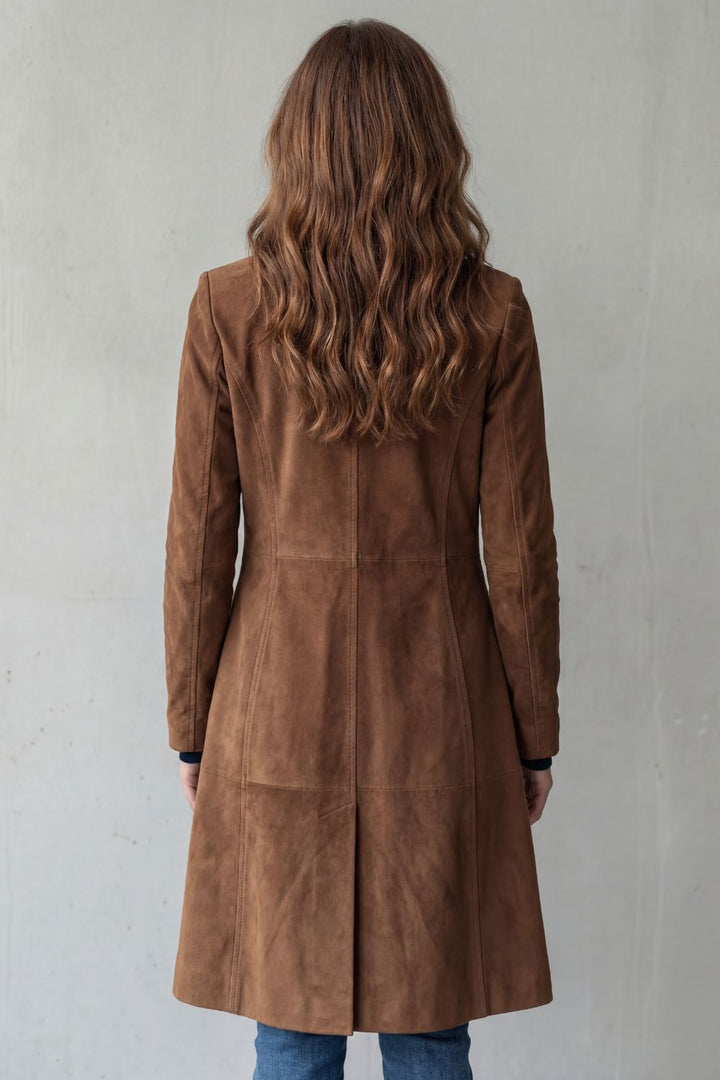 Danya | Vintage-Wildleder-Finish – Langer Mantel