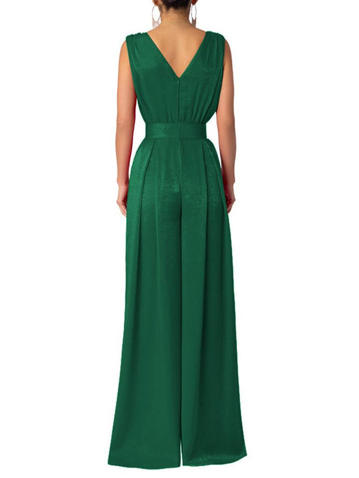 Ella | weite Hosen mit weit ausgestelltem Bein, geradem Ausschnitt, Taschen, ärmellos, lässig, für Damen