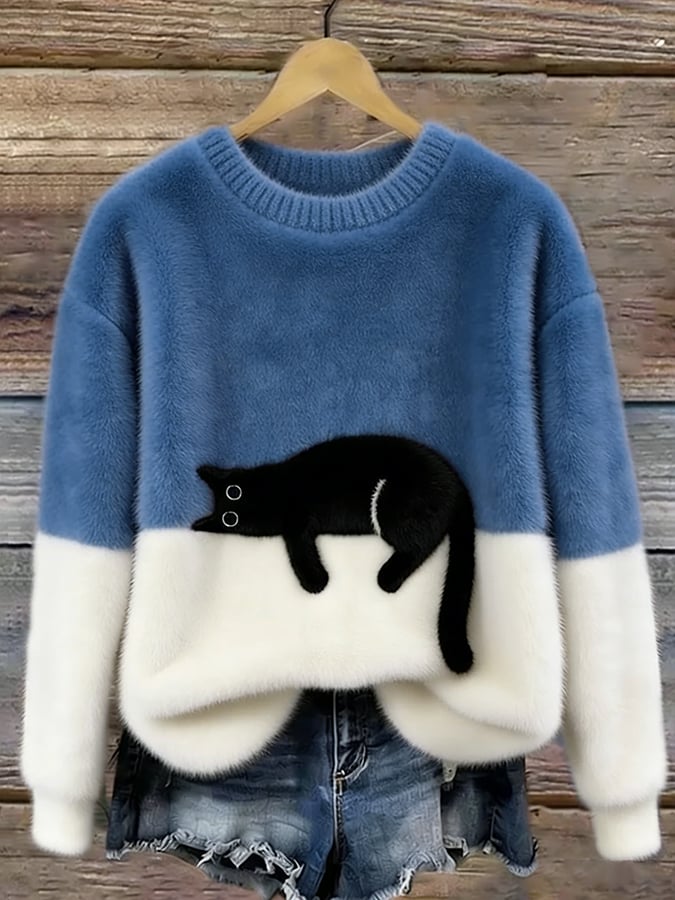 Luna | Damenpullover mit Katzenmotiv
