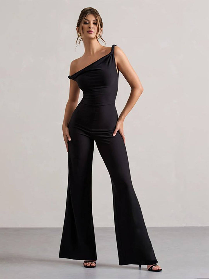 Charlotte | Einteiler mit ausgestelltem Schnitt, einer Schulter, U-Boot-Ausschnitt, ärmellos, elegant, lässig, einteilig