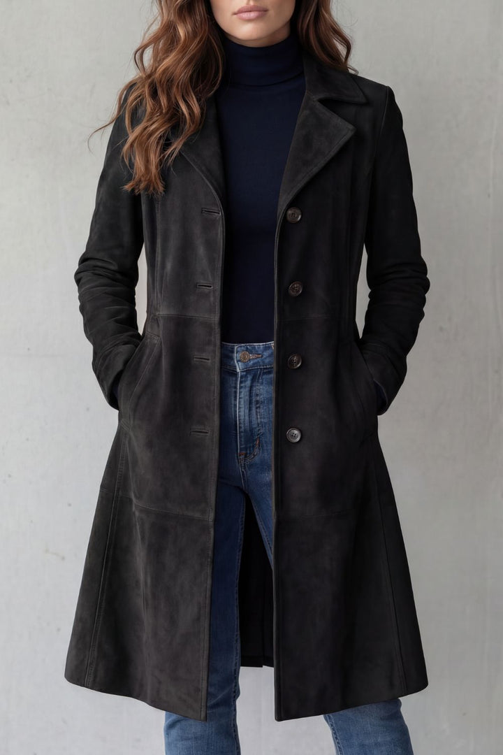 Danya | Vintage-Wildleder-Finish – Langer Mantel