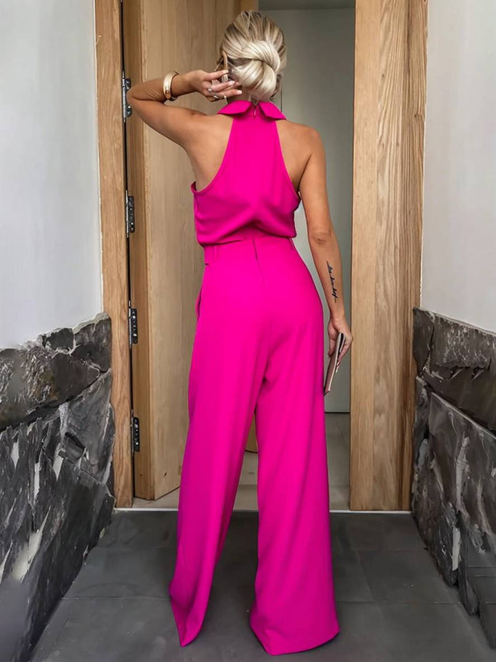 Amelie | weite Hosen mit ausgestelltem Bein, Hemdkragen, Ausschnitte, Taschen, ärmellos, Damen, lässig, casual