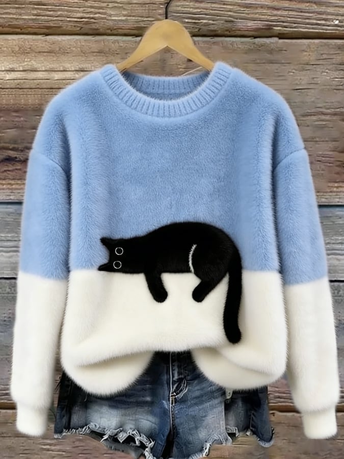 Luna | Damenpullover mit Katzenmotiv