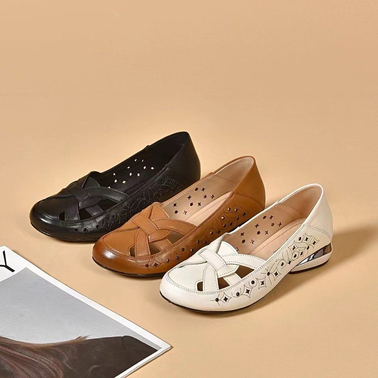 Eliza | Rutschfeste Leder Schuhe mit Ausschnitten