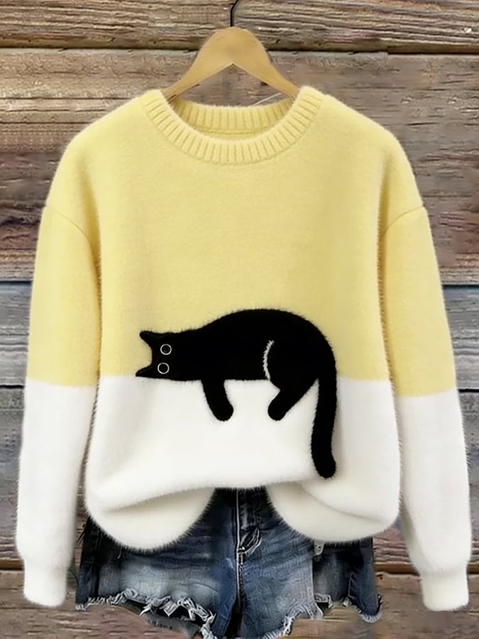 Luna | Damenpullover mit Katzenmotiv