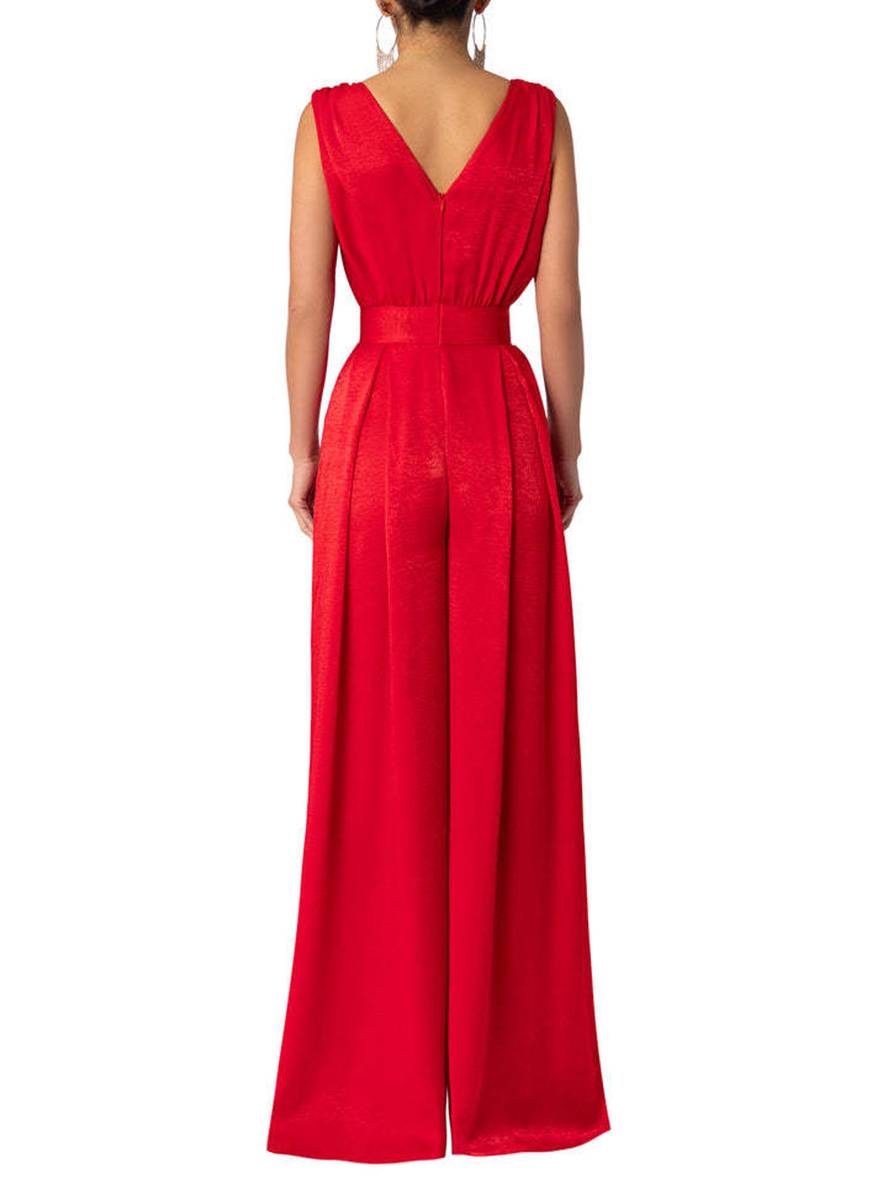 Ella | weite Hosen mit weit ausgestelltem Bein, geradem Ausschnitt, Taschen, ärmellos, lässig, für Damen