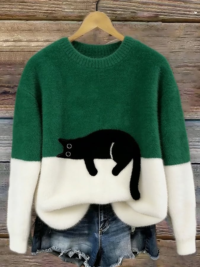 Luna | Damenpullover mit Katzenmotiv