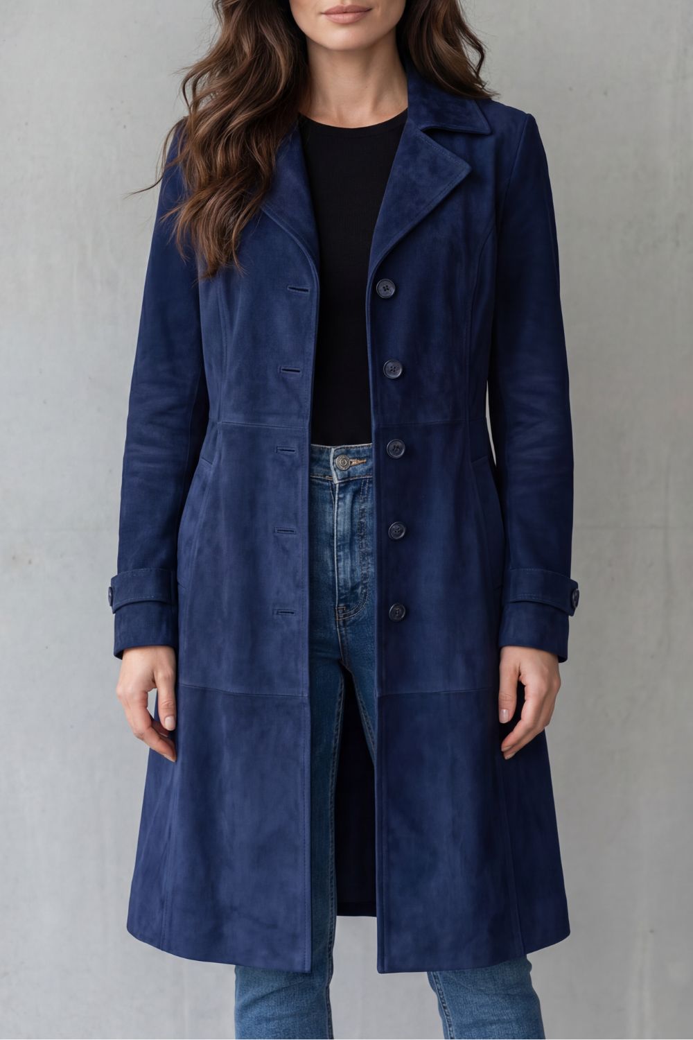 Danya | Vintage-Wildleder-Finish – Langer Mantel