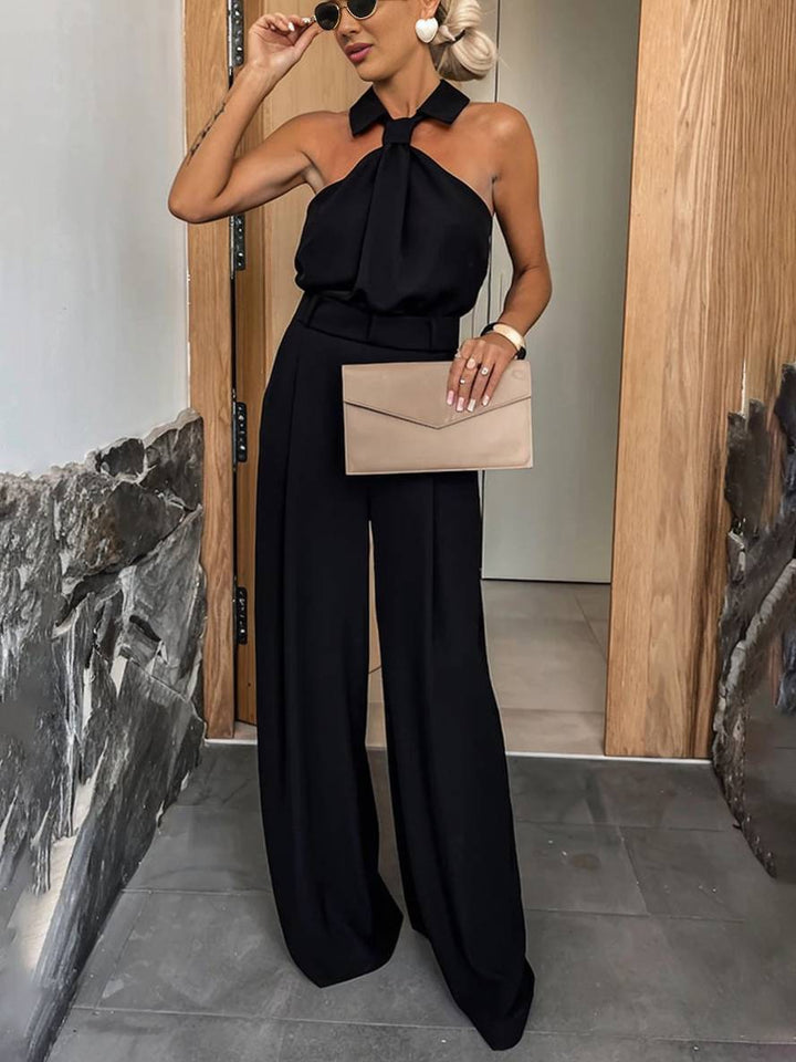 Amelie | weite Hosen mit ausgestelltem Bein, Hemdkragen, Ausschnitte, Taschen, ärmellos, Damen, lässig, casual