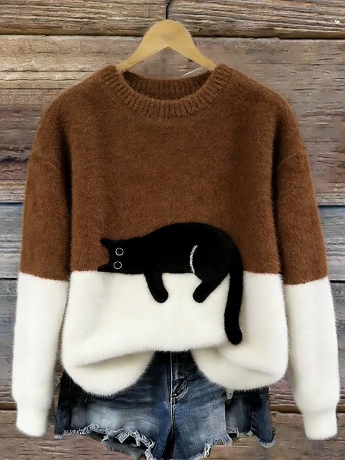 Luna | Damenpullover mit Katzenmotiv