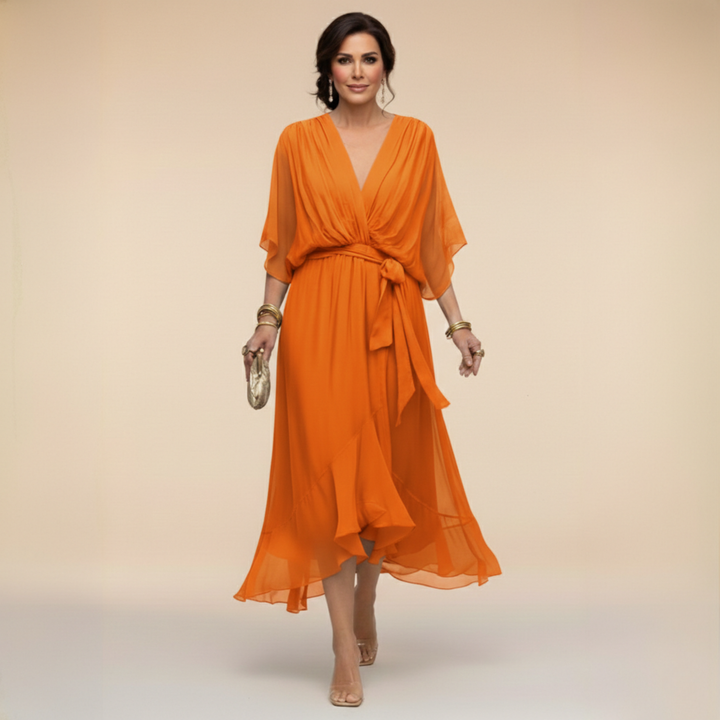 Monica | Chiffonkleid mit V-Ausschnitt