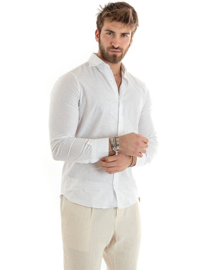 Frank | Herrenhemd aus Leinen mit französischem Kragen, casual