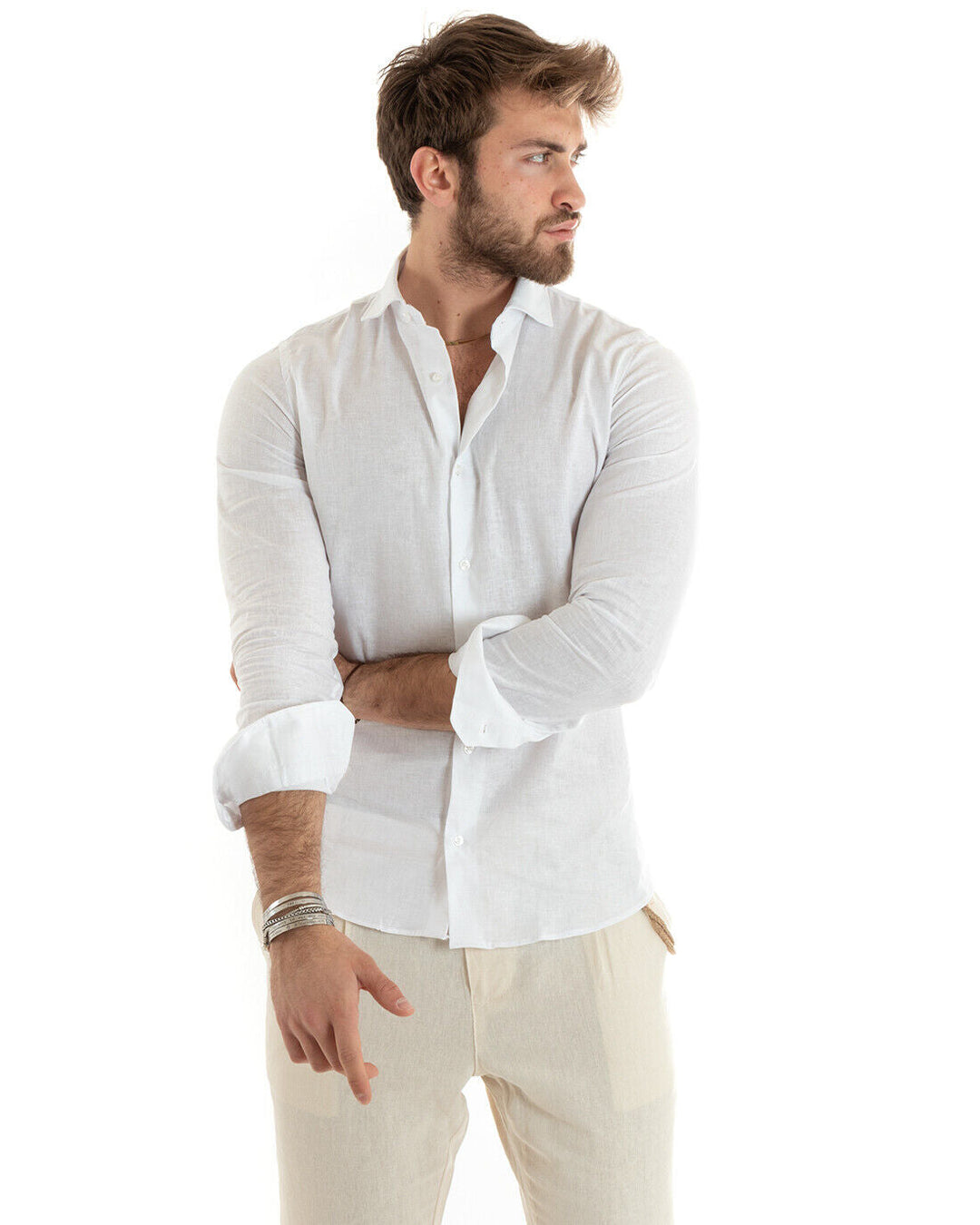 Frank | Herrenhemd aus Leinen mit französischem Kragen, casual