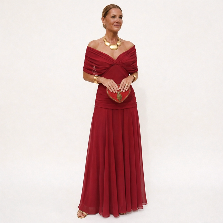 Velora | Langes Blumenkleid mit V-Ausschnitt