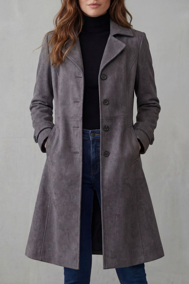 Danya | Vintage-Wildleder-Finish – Langer Mantel