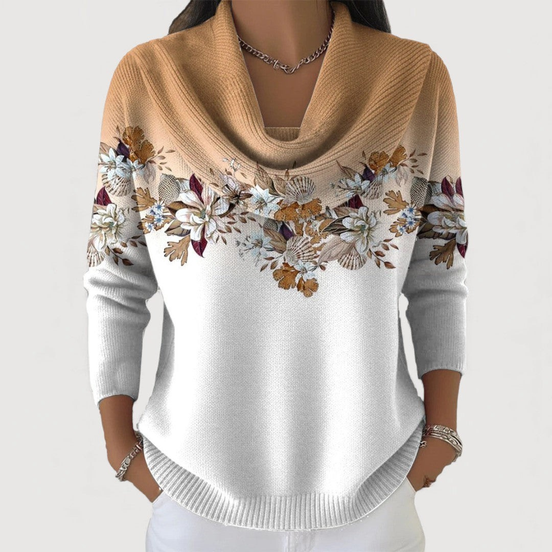 Alora | Blumenpullover mit weichem Ausschnitt