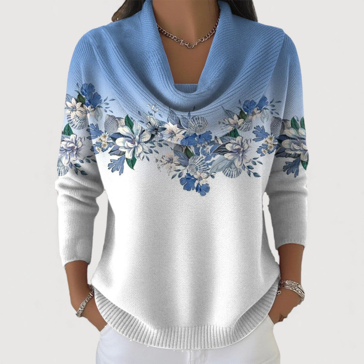 Alora | Blumenpullover mit weichem Ausschnitt