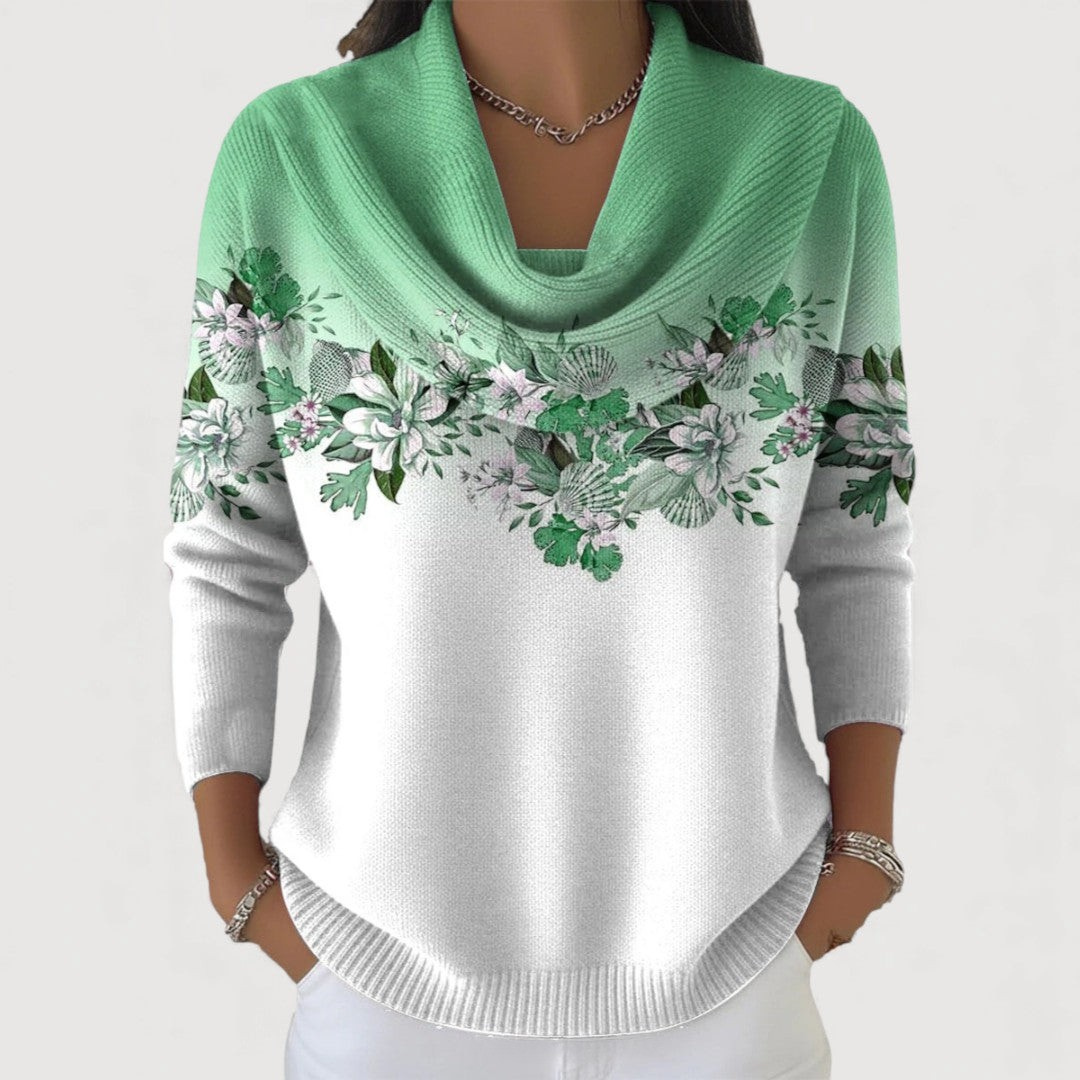 Alora | Blumenpullover mit weichem Ausschnitt