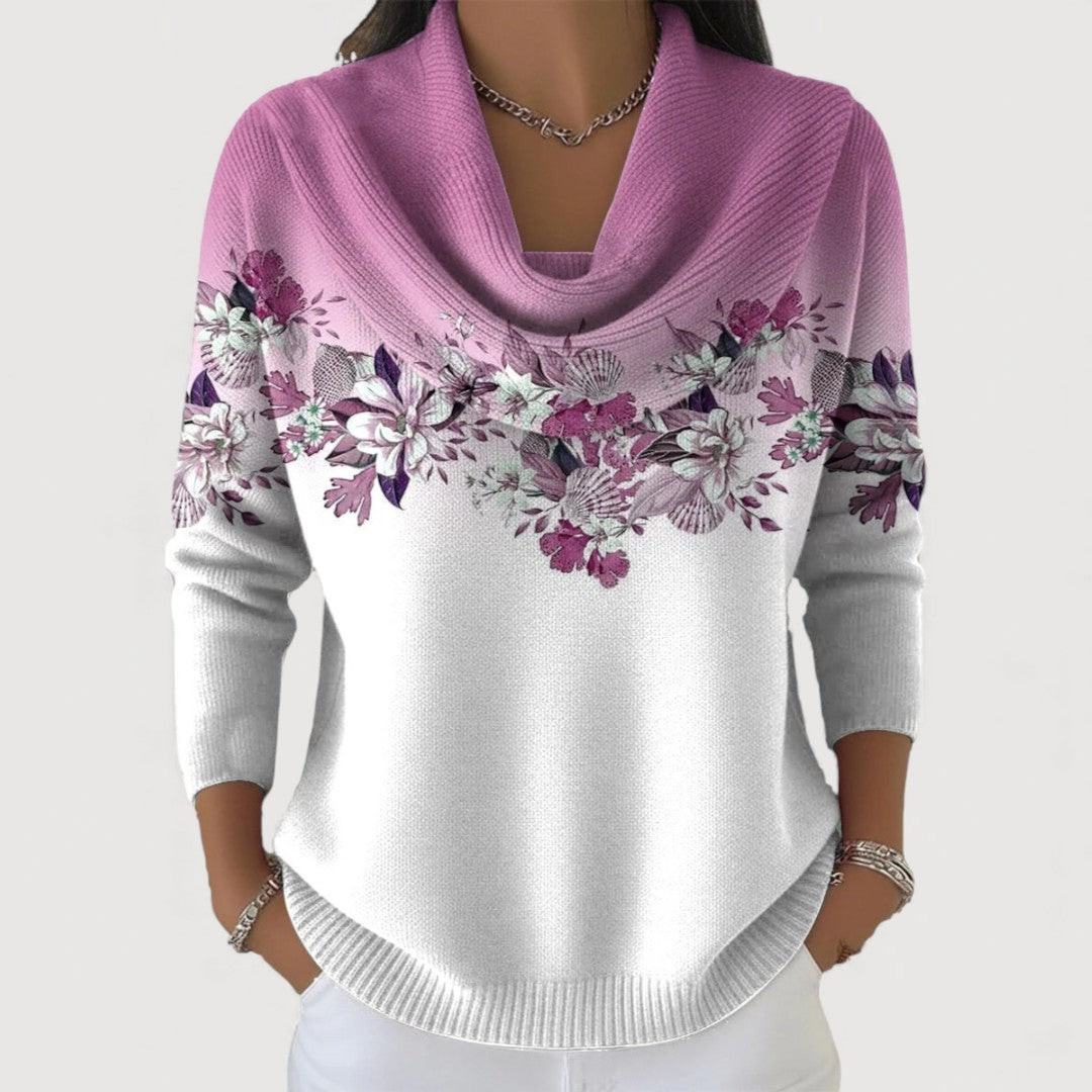 Alora | Blumenpullover mit weichem Ausschnitt