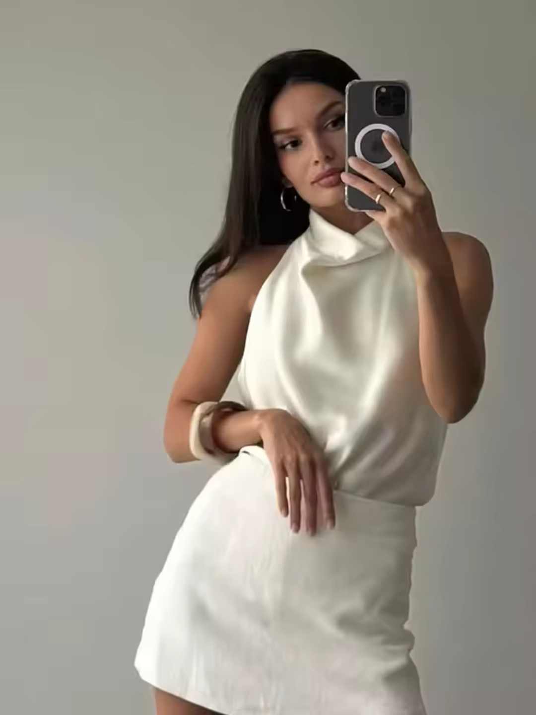 Lisa | Satin Halterneck-Oberteil