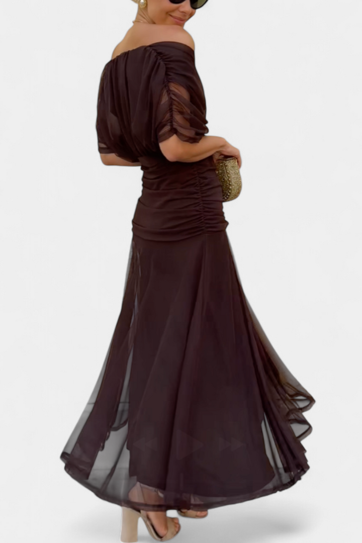 Florendra | Langes Kleid mit floralem Muster und V-Ausschnitt