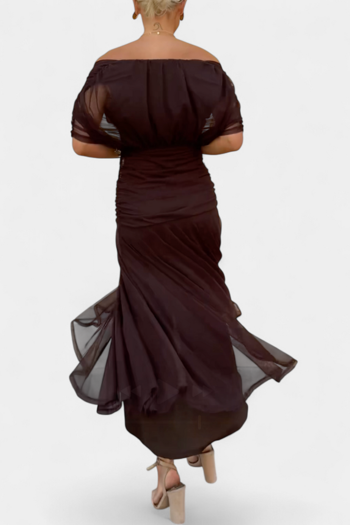 Florendra | Langes Kleid mit floralem Muster und V-Ausschnitt