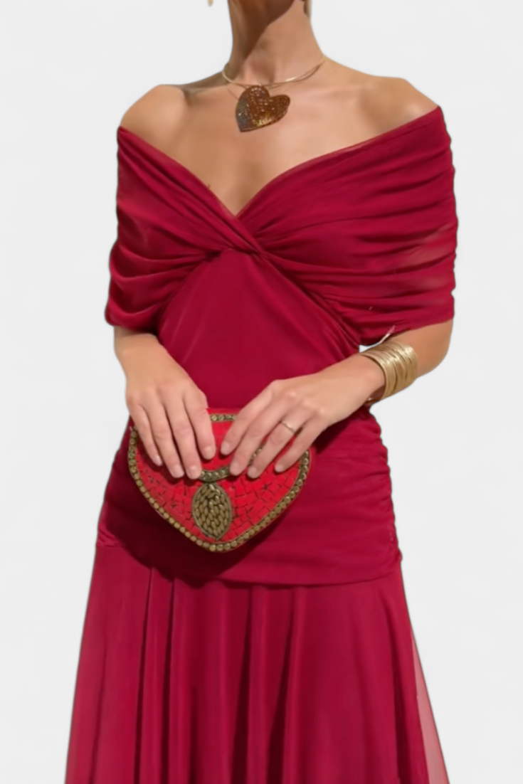 Florendra | Langes Kleid mit floralem Muster und V-Ausschnitt