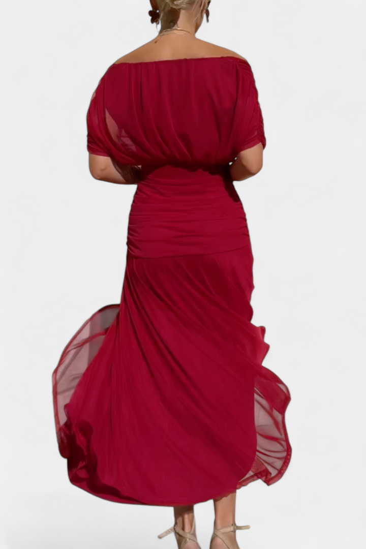 Florendra | Langes Kleid mit floralem Muster und V-Ausschnitt