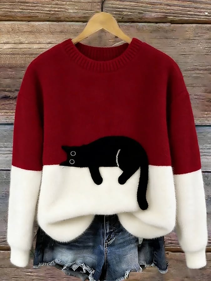 Luna | Damenpullover mit Katzenmotiv