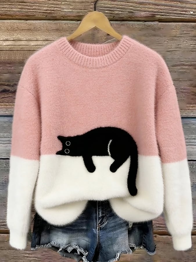 Luna | Damenpullover mit Katzenmotiv