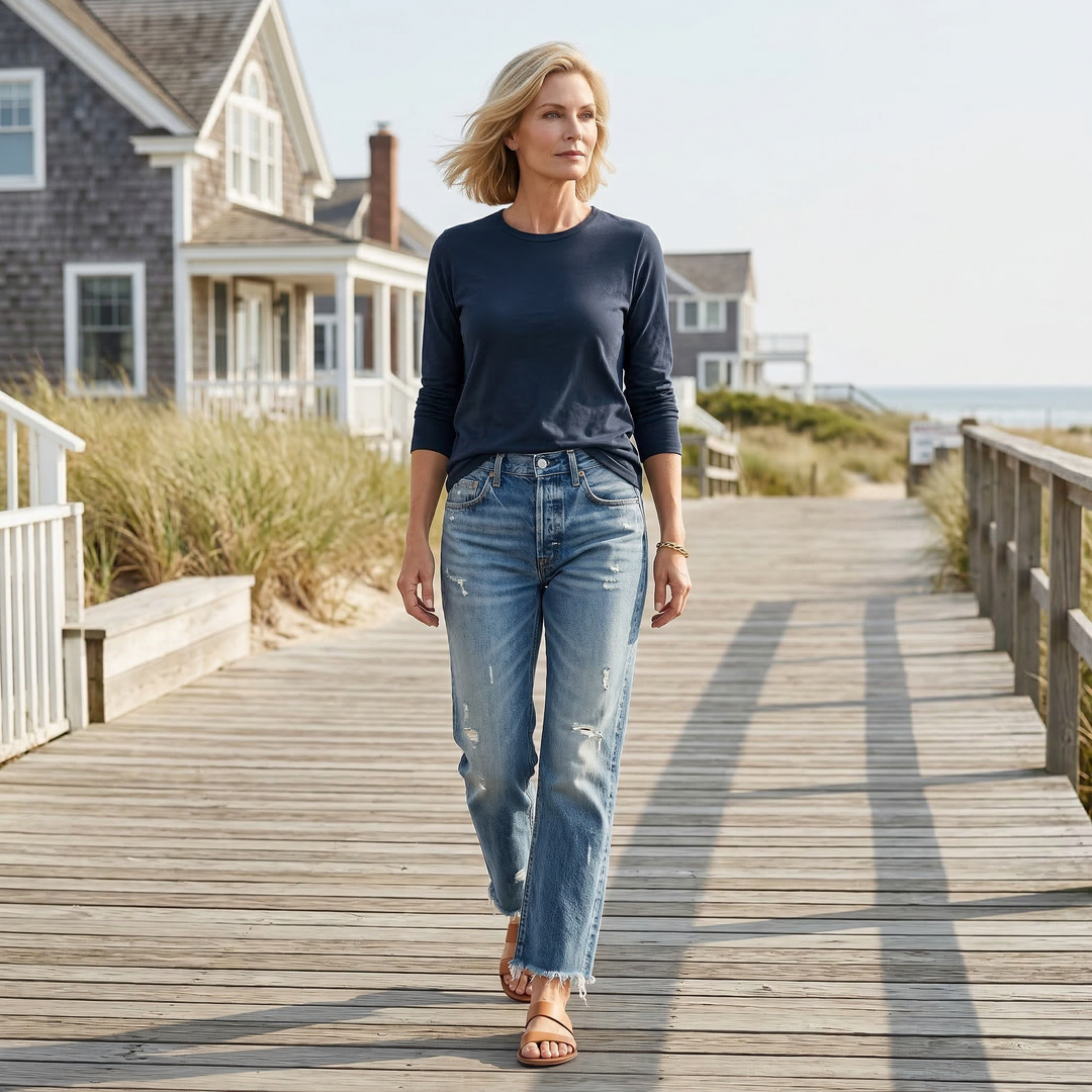Helga | Retro-Jeans für Damen mit geradem Bein und verkürztem Schnitt