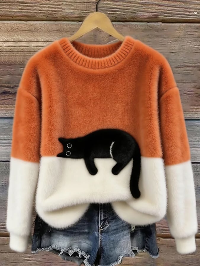 Luna | Damenpullover mit Katzenmotiv