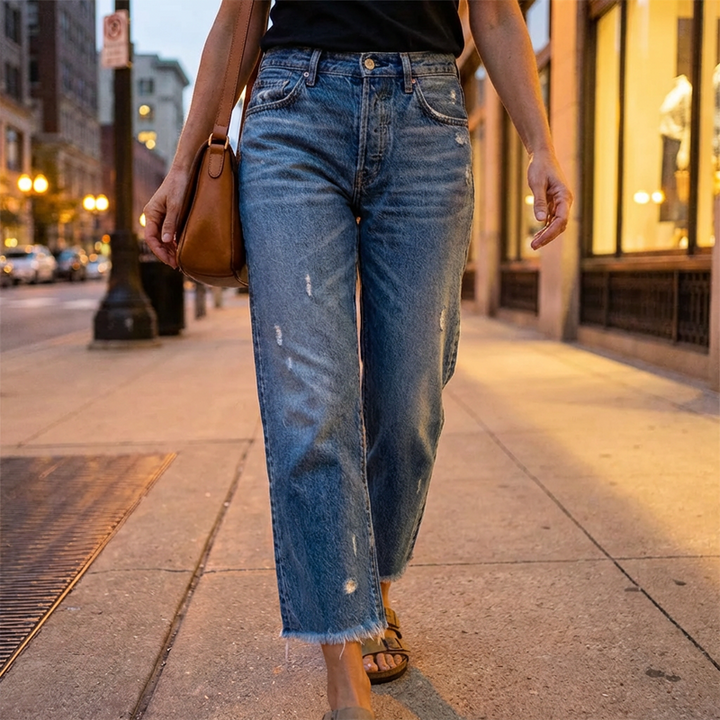 Helga | Retro-Jeans für Damen mit geradem Bein und verkürztem Schnitt