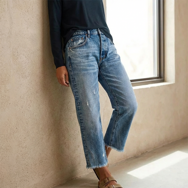 Helga | Retro-Jeans für Damen mit geradem Bein und verkürztem Schnitt